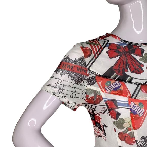 Cider Mesh Abstract Pattern Top Short Sleeve Size M Pullover - Picture 7 of 13